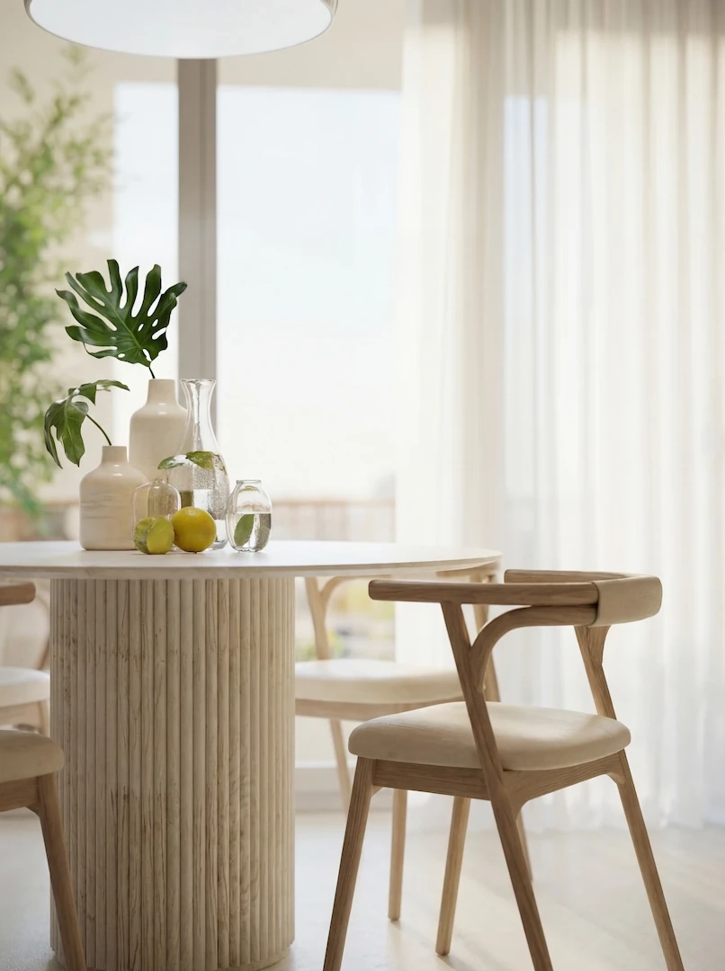 Close-up living trilocale con dettagli di interior design Mia Tower