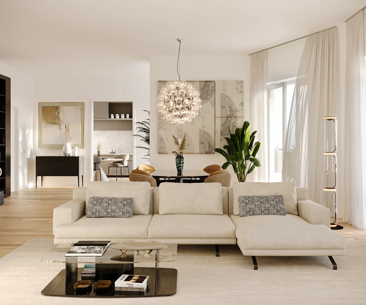 Dettaglio trilocale living zona giorno luminosa in Mia Tower