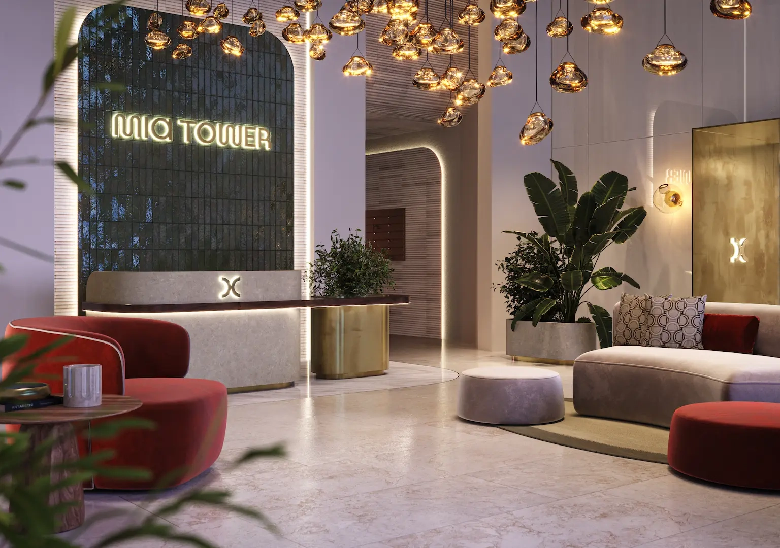 Lobby monumentale di Mia Tower a Milano Bicocca
