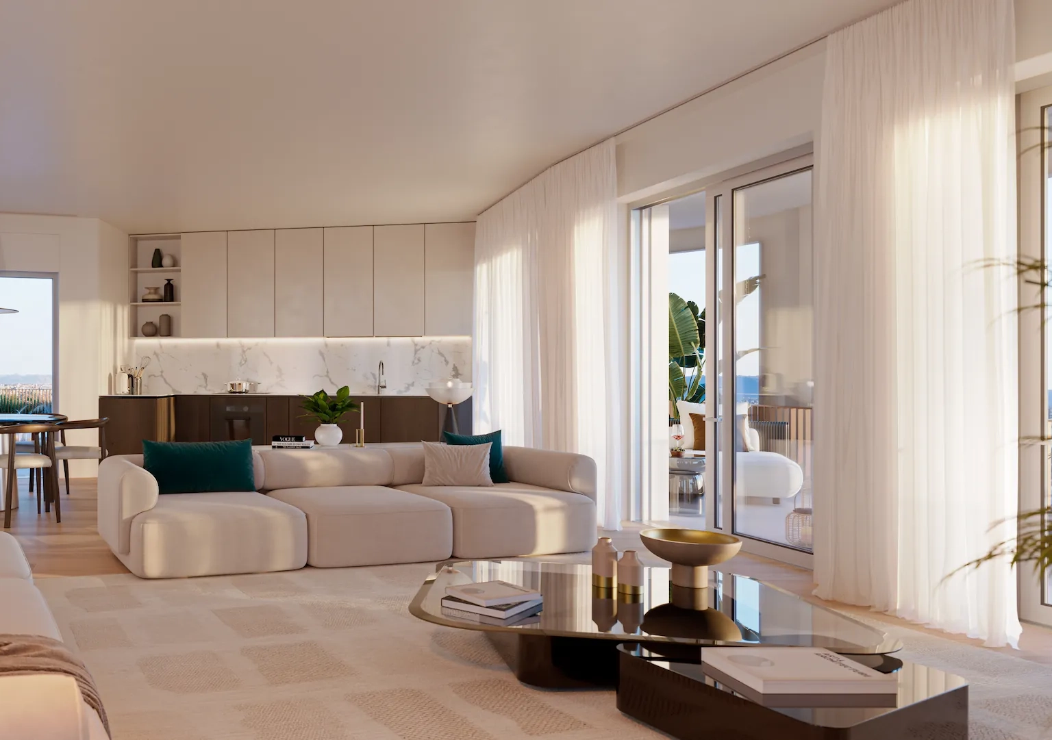 Dettaglio camera attico piano 16 zona living in Mia Tower