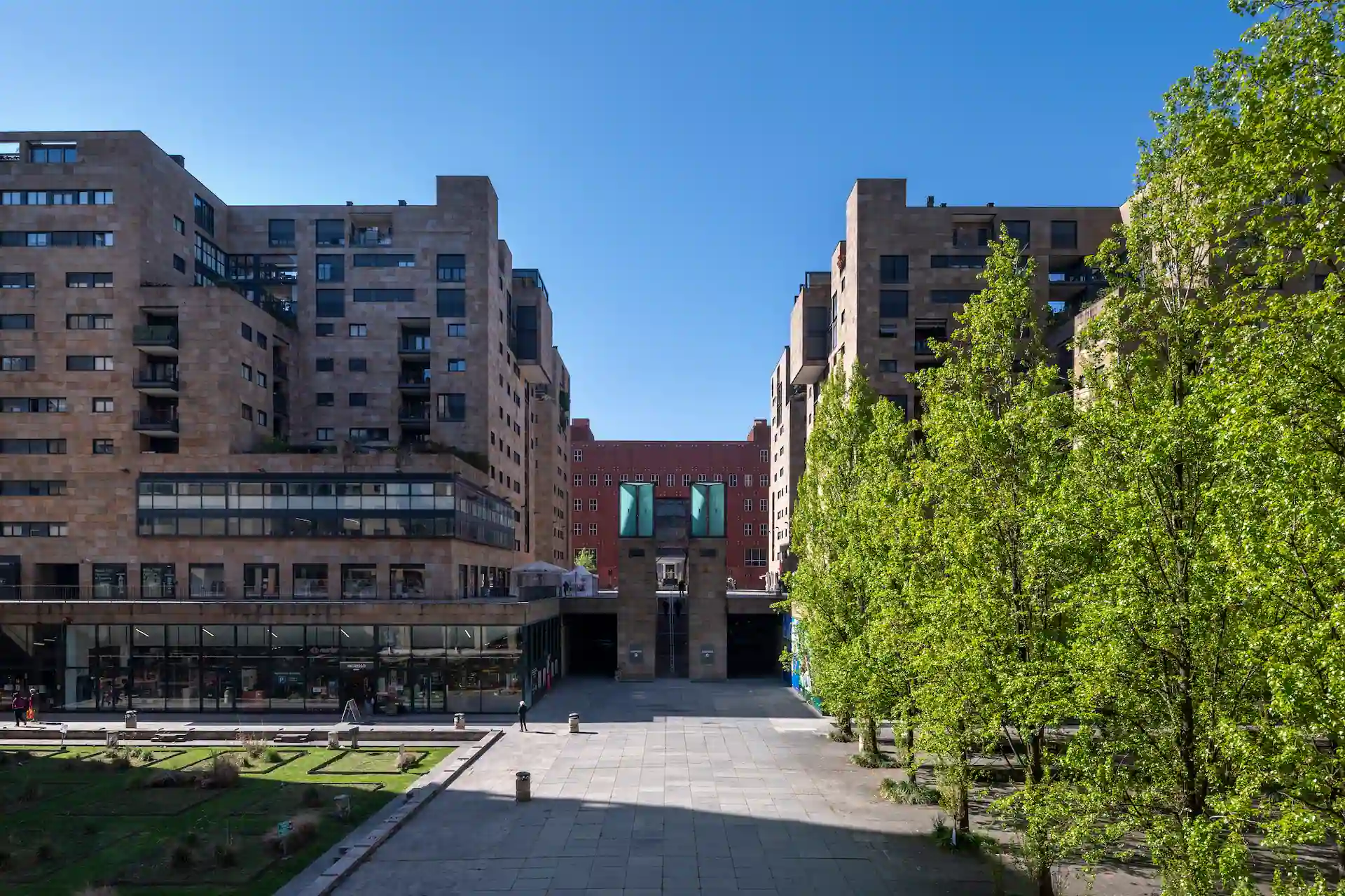 Detail of Piazza Trivulziana in the Bicocca district of Milan