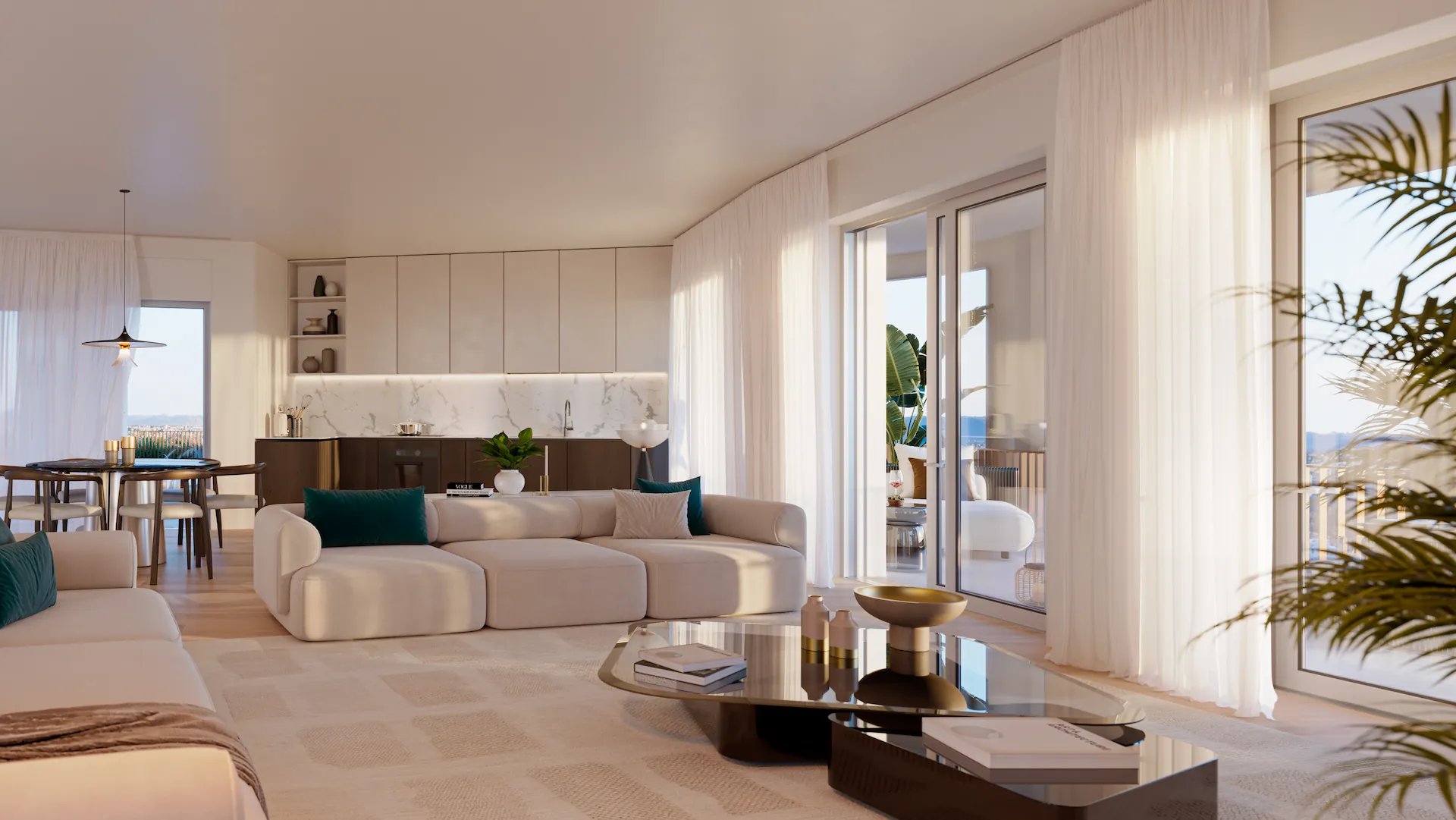 Detail of a 16th-floor penthouse bedroom living area in Mia Tower
